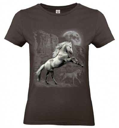 Tričko dámske - Biely kôň v mesačnom svite