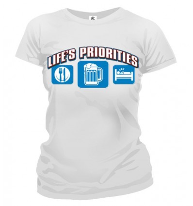 Tričko dámske - Životné priority - Pivo